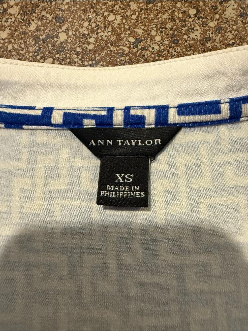 Ann Taylor Blue and White Geometric Halter Midi Dress with V-Neck - Picture 6 of 8